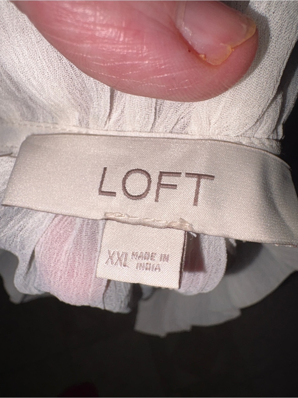 Loft Sheer White Cream Chiffon Ruffle Tie Neck Bell Sleeve Blouse Size XXL - Picture 6 of 9